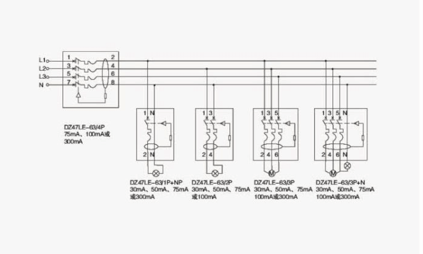 DZ47LE-63 a combiné le disjoncteur actuel résiduel DPN 2P 3P TPN